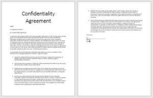 Confidentiality agreement
